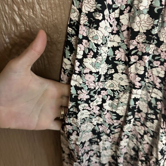 Natural Life Women's Journey Boho Black Floral Jumpsuit Size XS/S Pockets Summer - Picture 5 of 7